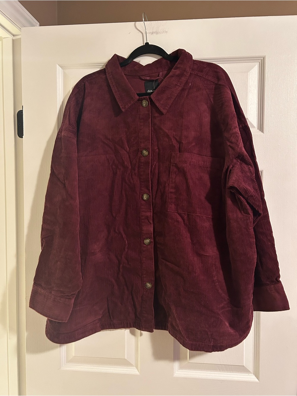 Reitmans Burgundy Corduroy Button-Front Shirt